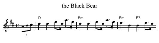 the Black Bear - staff notation