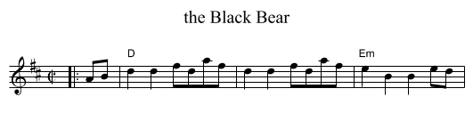 the Black Bear - staff notation