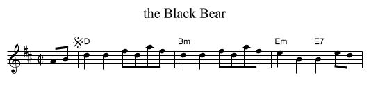 the Black Bear - staff notation