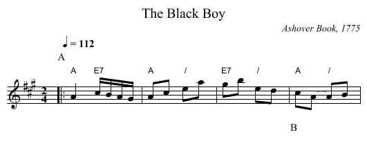 The Black Boy - staff notation