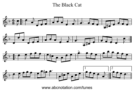 The Black Cat - staff notation