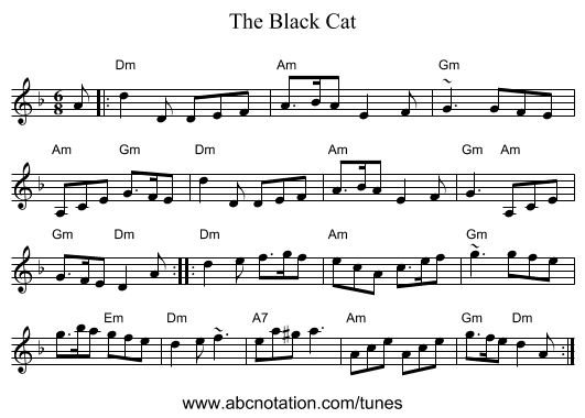 The Black Cat - staff notation
