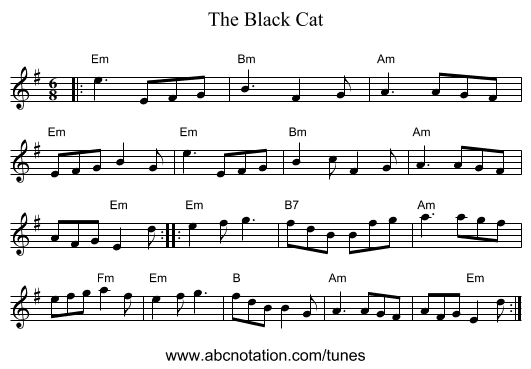 The Black Cat - staff notation