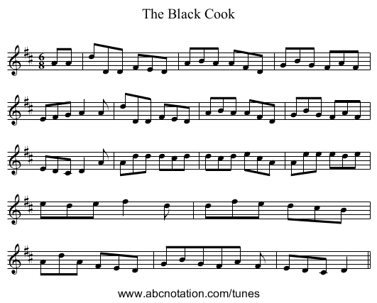The Black Cook - staff notation