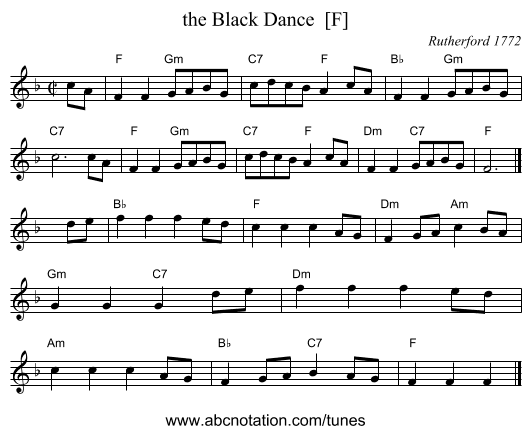the Black Dance  [F] - staff notation