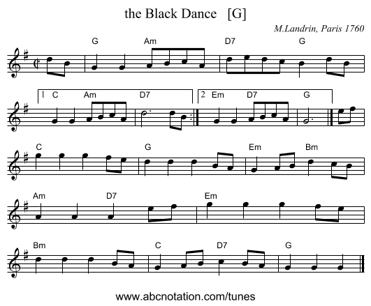 the Black Dance   [G] - staff notation