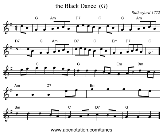 the Black Dance  (G) - staff notation