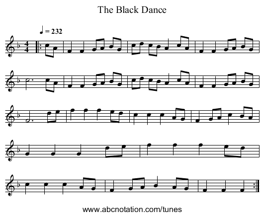 The Black Dance - staff notation