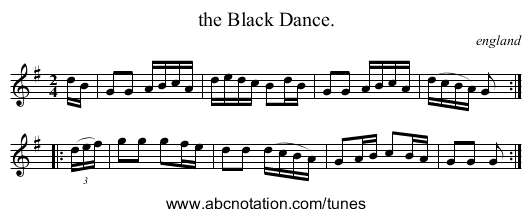 the Black Dance. - staff notation