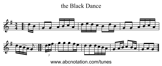 the Black Dance - staff notation