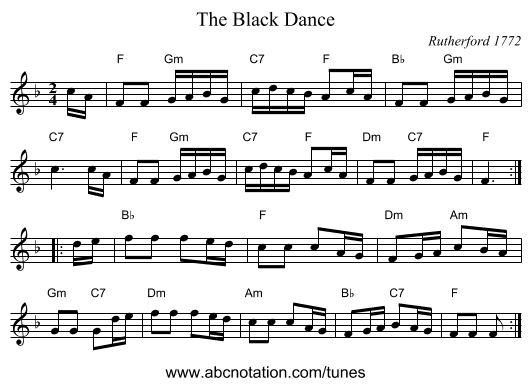 The Black Dance - staff notation
