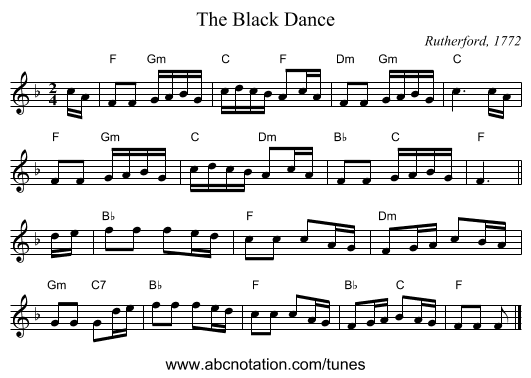 The Black Dance - staff notation