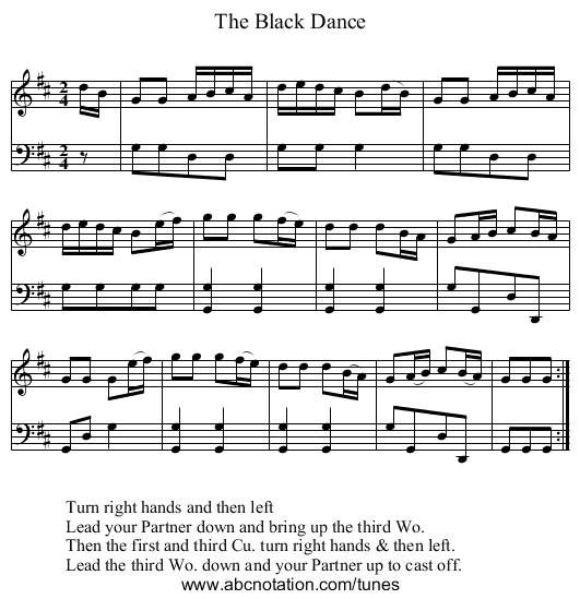 The Black Dance - staff notation