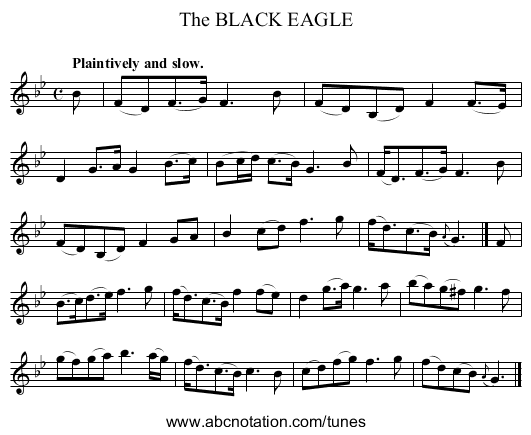 The BLACK EAGLE - staff notation