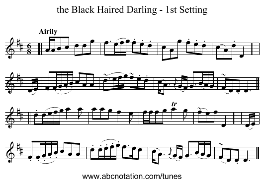 the Black Haired Darling - 1st Setting - staff notation