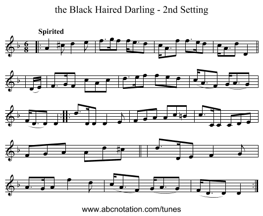 the Black Haired Darling - 2nd Setting - staff notation