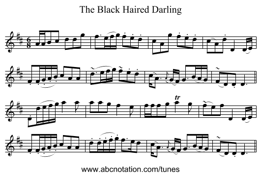 The Black Haired Darling - staff notation