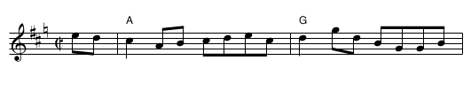 The Black Haired Lass - staff notation