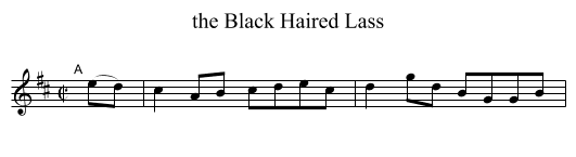the Black Haired Lass - staff notation
