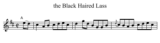 the Black Haired Lass - staff notation