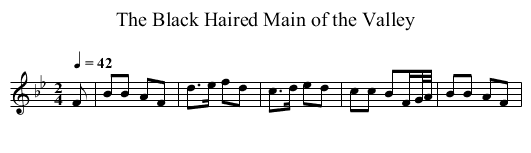 The Black Haired Main of the Valley - staff notation