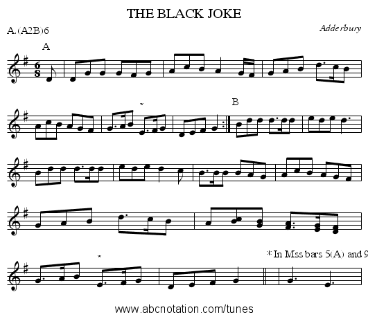 THE BLACK JOKE - staff notation