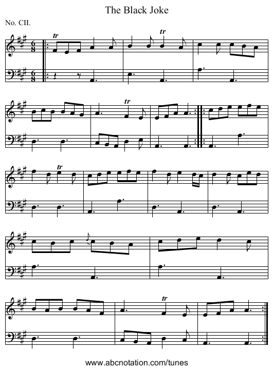 The Black Joke - staff notation