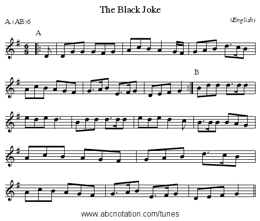 The Black Joke - staff notation