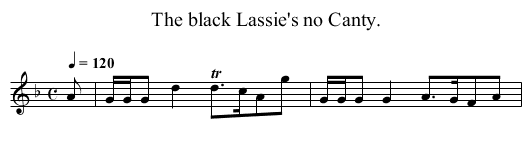 The black Lassie's no Canty. - staff notation