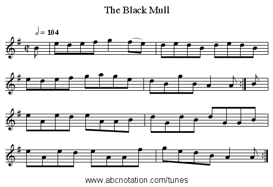 The Black Mull - staff notation