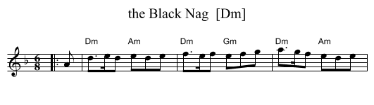 the Black Nag  [Dm] - staff notation