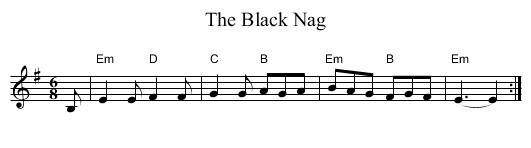The Black Nag - staff notation