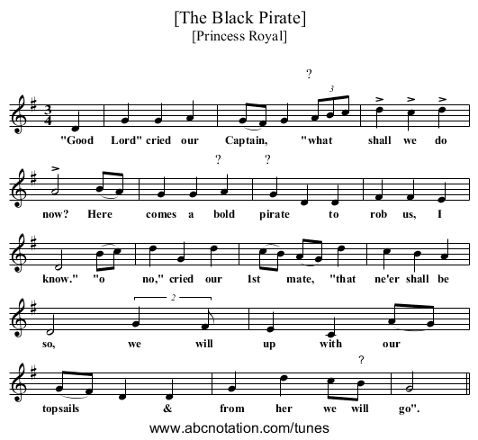 [The Black Pirate] - staff notation