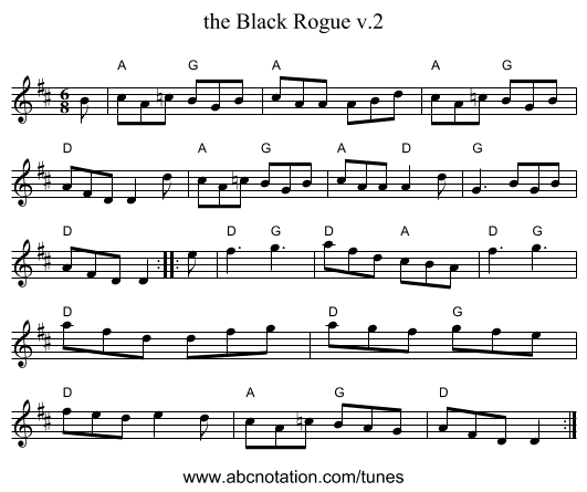 the Black Rogue v.2 - staff notation