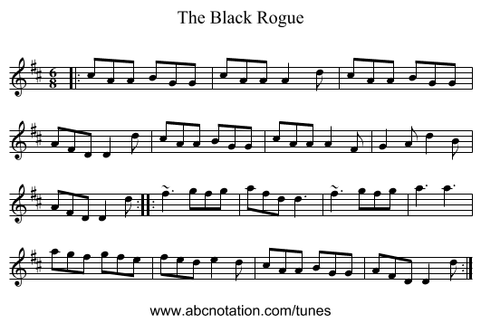 The Black Rogue - staff notation