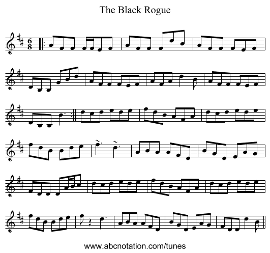 The Black Rogue - staff notation