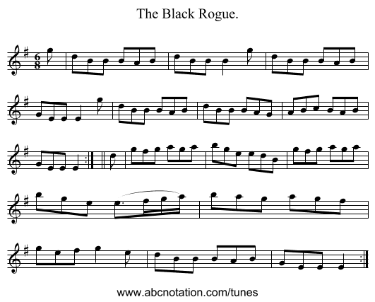 The Black Rogue. - staff notation