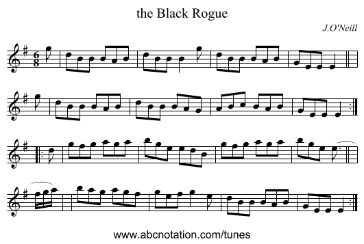 the Black Rogue - staff notation
