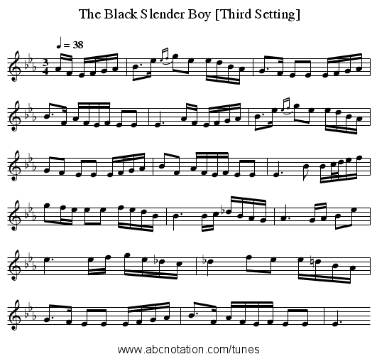 The Black Slender Boy [Third Setting] - staff notation