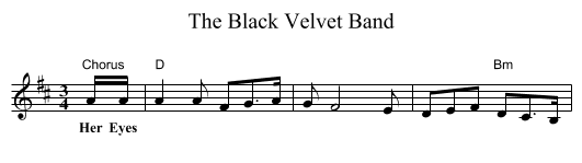 The Black Velvet Band - staff notation