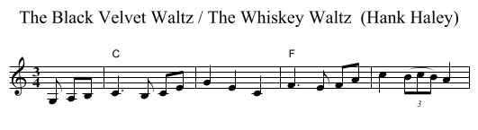 The Black Velvet Waltz / The Whiskey Waltz  (Hank Haley) - staff notation