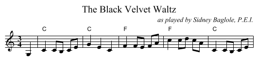 The Black Velvet Waltz - staff notation