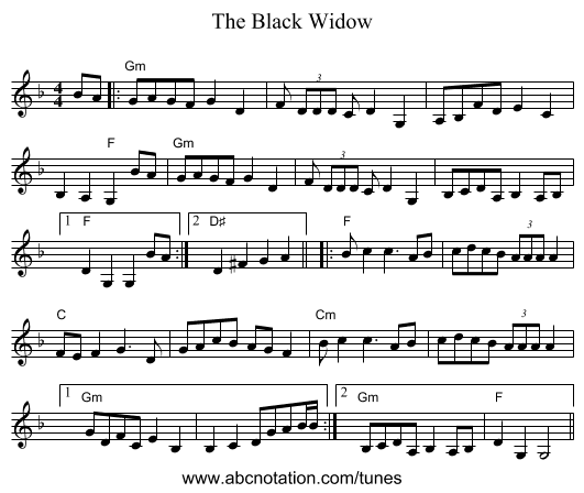 The Black Widow - staff notation