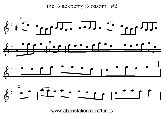 the Blackberry Blossom   #2 - staff notation