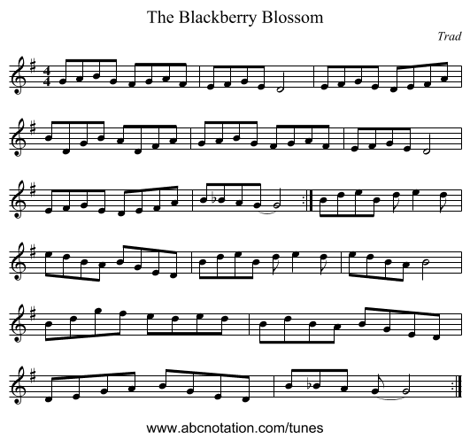 The Blackberry Blossom - staff notation