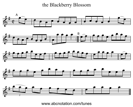 the Blackberry Blossom - staff notation