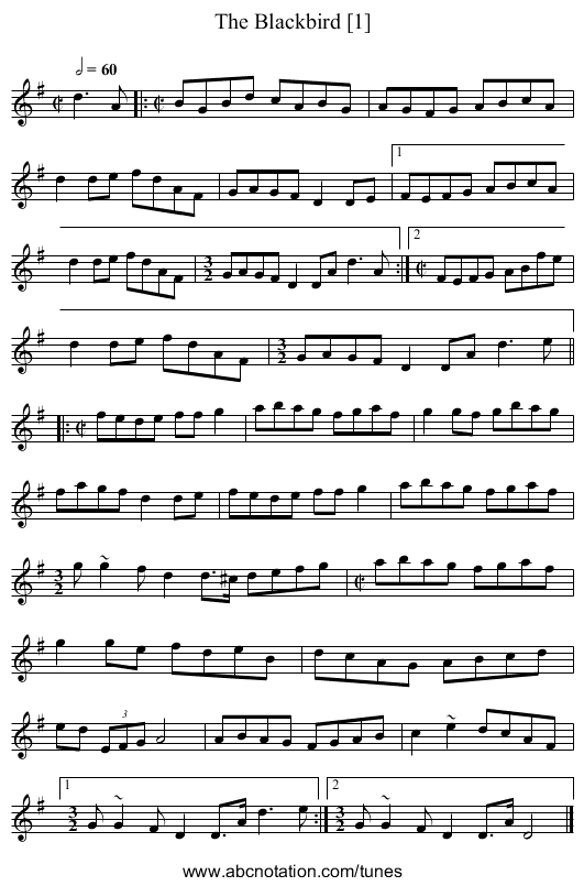 The Blackbird [1] - staff notation