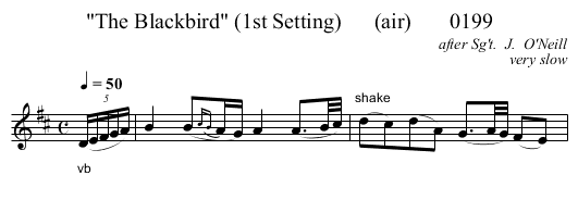 The Blackbird (1st Setting)      (air)       0199 - staff notation
