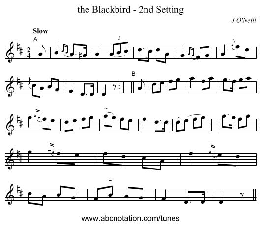 the Blackbird - 2nd Setting - staff notation