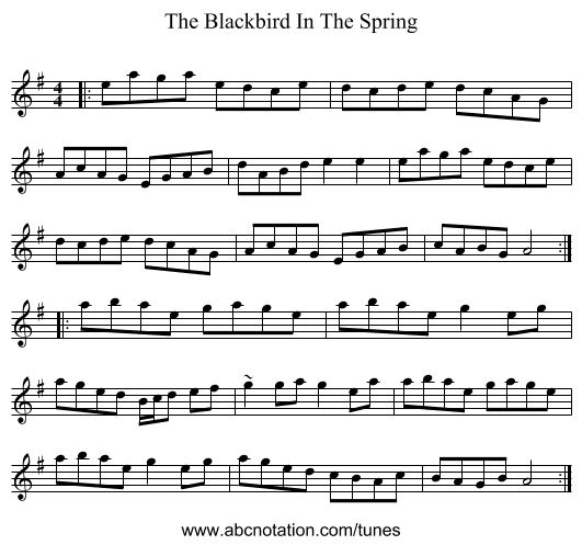 The Blackbird In The Spring - staff notation
